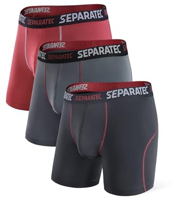 Separatec Mens Boxer Briefs Sports High Elastic Quick Dry Dual Pouch Men's Boxer Shorts Open Fly Boxers Functional Athletic Underwear for Men Multipack