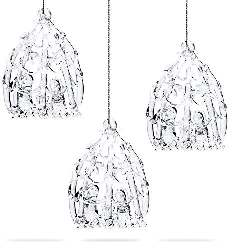 SIKORA BS140G Krippe Heilige Familie Christbaumschmuck Glas Figur Weihnachtsbaum Anhänger 3er Set, Farbe:3er Set