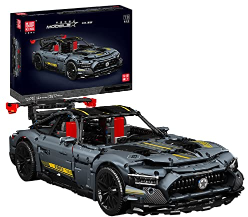 Mould King 13123 Technik Sportwagen MOC Technologie 1:8 Statische Car Klemmbausteine Bausatz 2872pcs Rennauto Auto Modell, 2024 Modellauto-Set für Kinder und Erwachsene Sammlerstück, Schwarz