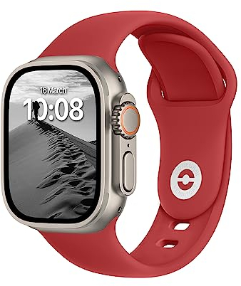 DONEGANI SB für Apple Watch Armband Ultra 2 Se 40mm 44mm 46mm 42mm 45mm 41mm 38mm 49mm Series 10 9 8 7 6 5 4 3 Original Damen Herren Sport Silikon Rot Weihnachten