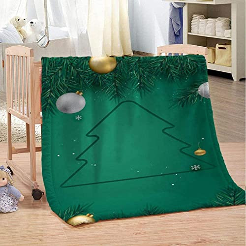 FIBITA Kuscheldecke 3D Weihnachten Flanell Fleecedecke 150x200 Grüne Pflanzendekoration Wohndecke Weihnachten Sofadecke Couchdecke Tagesdecke Flauschig Weiche Mikrofaser, für Bett & Sofa
