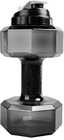 Botellas De Agua De Peso Recipiente De Agua Con Forma De Mancuernas Con Tapa a Prueba De Fugas 2.2l Negro