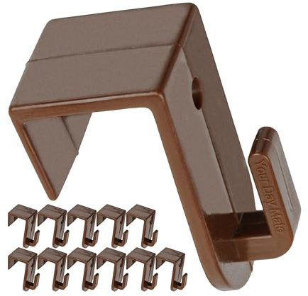 Fensterhaken zum Einhängen, 12 Stück, in Braun, Dekohaken für 12 bis 17 mm Flügelstärke, Türhaken ohne kleben und bohren, Fensterclip für Lichterkette, Dekoanhänger, Türkranz, Aufhänger Fensterrahmen
