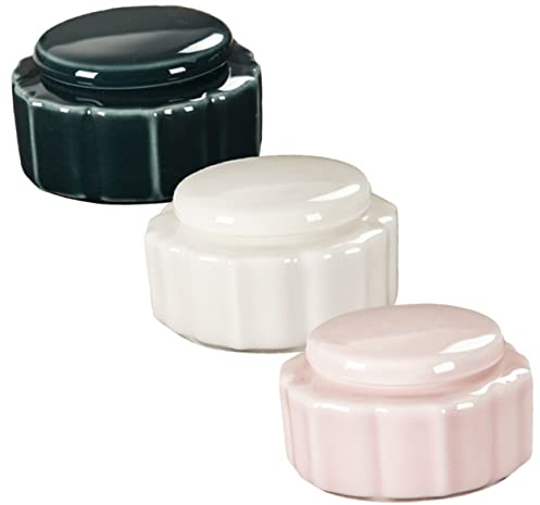 Housoutil 3pièces Pots Cosmétiques Céramique Contenants De à Lèvres Et Échantillons De Maquillage Jarres De Voyage Récipients Pour Crème Et Poudres Design Rétro Et Pratique