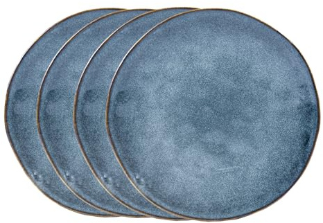 Sänger Darwin Dessertteller Set, 4-teilig, Teller-Set für 4 Personen, Steinguteller, Geschirr, Teller, modern, handgefertigt, Speiseteller in Blau, Premium Kollektion