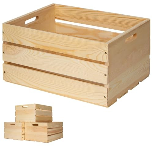 1 Piece Large Pine Wood Crates For Storage, Unfinished Wooden Crates