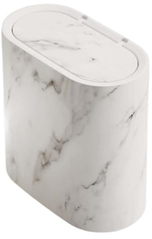 Small Trash Can With Lid, Slim Decorative Waste Bin Desktop Trash Bin Garbage Can Waste Basket For Bedroom Bathroom Living Room, 29.5x29x16cm