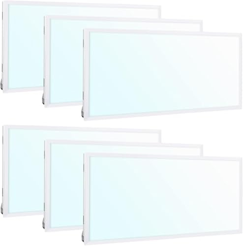 6 Pack 2x4 FT LED Flat Panel Troffer Light, 78W High Brightness 9750lumens 6500K, Dimmable (0-10V) Recessed Drop Ceiling Lights, Lay in Fixture for Office Shop Commercial Warehouse Fixture,120-277V.