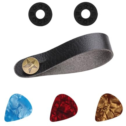 Gitarrengurt-Halter, Knopf, Leder, Kopfplatten-Adapter, Krawatte, verstellbarer Gürtel für Akustik-, E-Leder-Gitarren-Halter, Knopfsicher