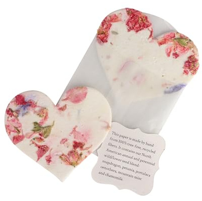 Set mit 48 rosa Herz-Samenpapier - beschreibbare & pflanzbare Wildblumenherzen mit Umschlägen & Pflanzanleitungen, Geschenk für Mütter oder Pflanzenliebhaber zum Valentinstag, Muttertag, Hochzeiten