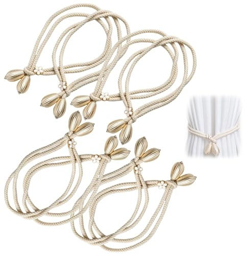 Vauki 8 pezzi Tieback regolabili per curtains floreali, nastri intrecciati a mano per fermatenda, adatti per soggiorno, camera da letto, studio e uffici, nonché la maggior parte dei salotti