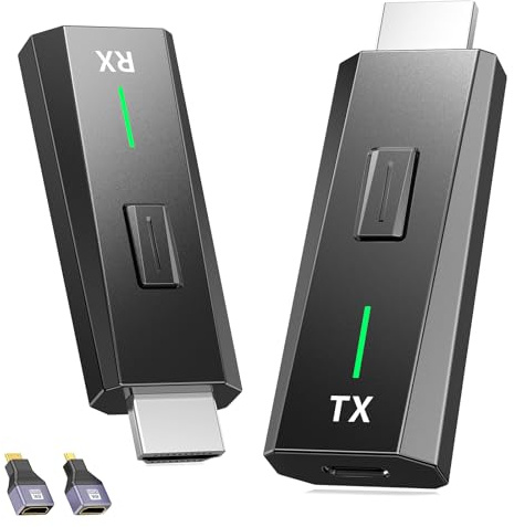 Transmisor y Receptor HDMI Inalámbrico 1080P, Doble Banda 2.4G/5G HDMI Wireless, para Transmisión de Video y Audio Desde PC/Portátil/TV-Box a Monitor/TV/Proyector, Plug and Play