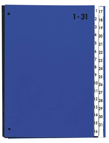 Pultordner 1-31 blau Packung mit 20 Stück