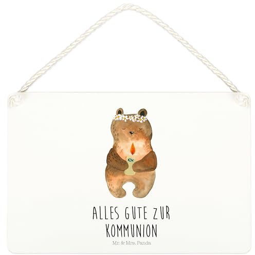 Mr. & Mrs. Panda Schild Bär Kommunion DIN A4 - Geschenk, Holzschild, Teddy, Gottes Segen, Katholisch, holzbild, Taufkerze, dekotafel, Türschild, wandtafel
