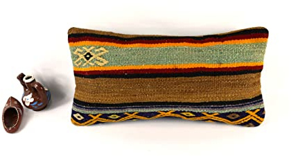 Kelim Kissenbezug 20x40 cm Kelim Kissen Orientalische Kissen Kopfkissen Bohemian Kissenhülle Oushak Kilim Dekokissen Sofakissen Zierkissen code A2947