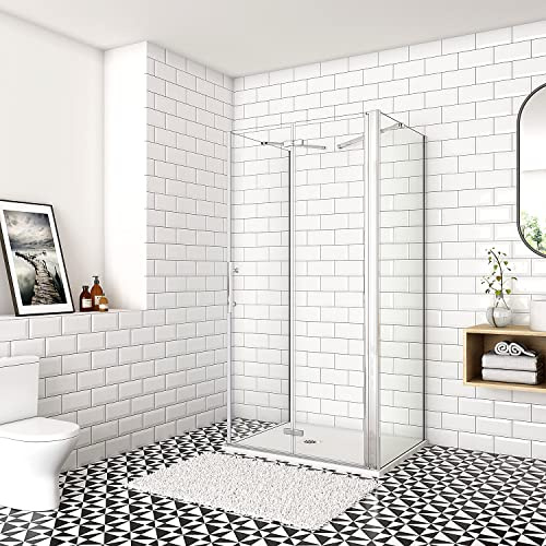 Aica Sanitär Duschkabine U-FORM 100x80x80cm U-Kabine Duschabtrennung Dusche Duschtür Nano Glas Drehfalttür H195cm