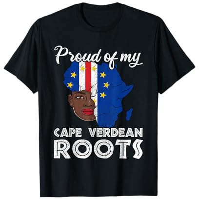 Proud Of My Cabo Verdean Roots Apparel, Afro Cape Verde Flag T-Shirt