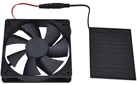 Folanda Solarpanel-betriebener Ventilator, 5 V 3 W 4,7 Zoll Wasserdichter Mini-Ventilator, Solarbetriebener Abluftventilator für Gewächshäuser, Hundehütten, Hühnerställe, Schuppen, Haustierhäuser