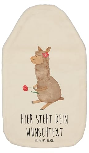 Mr. & Mrs. Panda Wärmflasche personalisiert Alpaka Blume - Weiß
