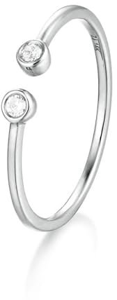 Ayoiow 9 Karat Weißgold Damen Dünn Rund Mit Moissanite Damenring Hochzeit