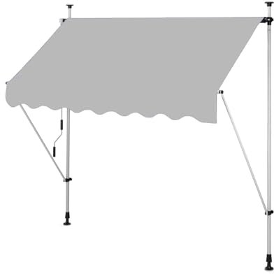 Store banne manuel,Pergola jardin exterieur,Auvent de terrasse avec Manivelle sans Percement ,Réglable en hauteur,protection UV,Paravent extérieur pour Boutique Balcon Jardin ( Color : Light grey , Si