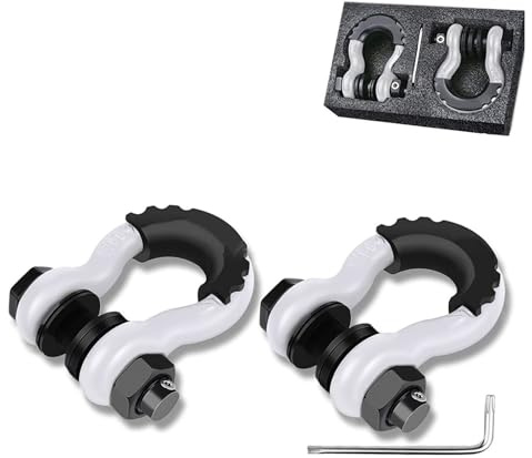 Grillete para remolque grande de 3/4 pulgadas (2 unidades) 45.000 libras/20,4T resistencia a la rotura, con pin de 7/8 y tornillos de seguridad antirrobo, la capacidad de tracción es de 10471 libras