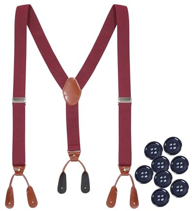 Kajeer Bretelle in Eco-pelle da Uomo 3,5 cm - Regolabili con 8 Asole Nere Marrone per Lavoro