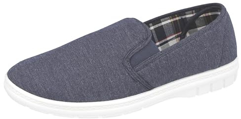 Charles Southwell Mens Extra Wide Fit Touch Close Canvas Shoes (Navy Slip On, UK Footwear Size System, Adult, Men, Numeric, XX-Wide, 11)