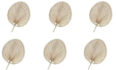 HERSIG - Pack 6 pay pay grande color natural | Pack 6 abanico de palma 30x31cm (Pack6)
