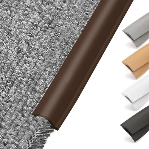 Selbstklebende Teppich Randleiste, PVC Übergangsstreifen für Boden, Randversiegelungsleiste für Teppich und Holzboden, Fußmatten Randleiste, Hellbraun(10m)
