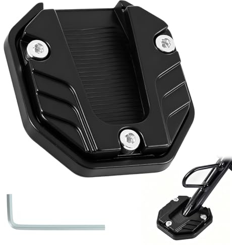 Motorrad Seitenständer Verlängerungsplatte aus Aluminiumlegierung, Universal Ständer Pad für weiche Böden, Standfläche Vergrößerung, Stabiler Parkplatz für Motorrad