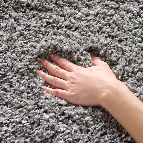 Safavieh Alfombra Shag Sala de Estar, Comedor, Dormitorio - California Shag Collection, Pelo Largo, Plata, 122 X 183 cm