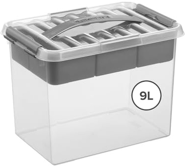 Sunware Q-line Aufbewahrungsbox mit Einsatz 9L - 30x20x22,3cm - Kunststoff Box transparent - Storage Boxes with lids