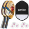 Butterfly Timo Boll 2 x Gold Tischtennisschläger + Tischtennishülle + 2 x 3*** ITTF G40+ Tischtennisbälle | Tischtennis Wettkampfschläger Set Tischtennisschlägerset