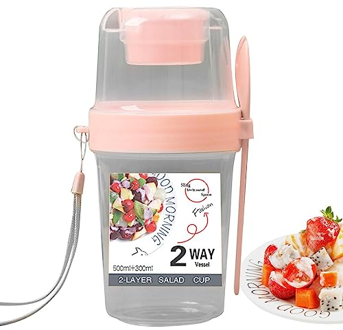 Fulenyi Réutilisable Bol Muesli a Emporter sans BPA Yaourt to Go, Lave-Vaisselle, Boite Repas à Emporter Boite Yaourt Muesli to Go avec Cuillère et Couvercles, Bol Yaourt a Emporter