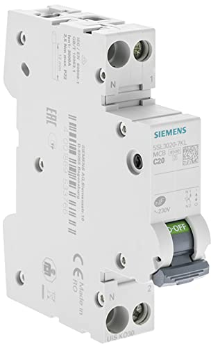 SIEMENS Leitungsschutzschalter, 20 A, Ph+N, Kurve C, 4,5 kA, 230 V