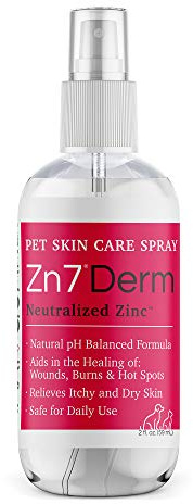 Maxi-Guard Pet Skin Care Spray Zn7 Derm with Neutralized Zinc for Dogs, Cats, Bovine, Exotics and Companion Animals (2oz), red/White