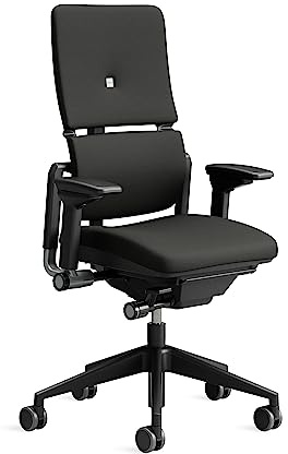 Steelcase Ergonomischer Bürostuhl: Please, 3D-Armlehnen, Onyx | Unabhängige Rückenlehnenverstellung, Premium-Materialien, bis 150 kg und 190 cm, sitzkomfort