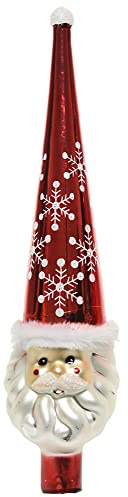 zeitzone Christbaumspitze Weihnachtsmann Echt Glas Rot Weiß Weihnachtsbaumspitze 30cm