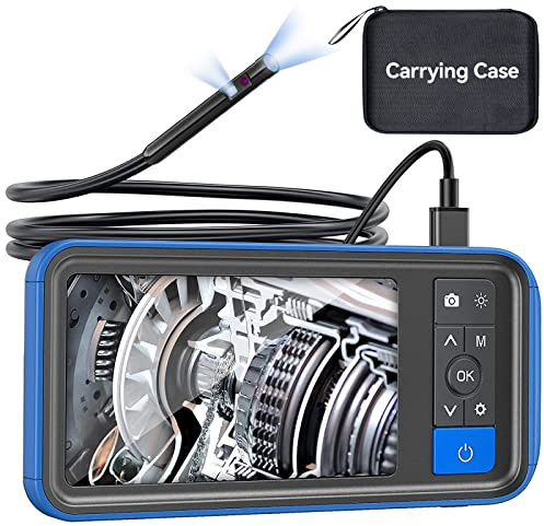 Dual Lens Endoscope Camera with Light, Teslong 4.5 HD Snake Borescope Inspection Camera, 0.2inch Automotive Scope Camera with Flexible Cable, Industrial Fiber Optic for Engine Mechanic(5FT)