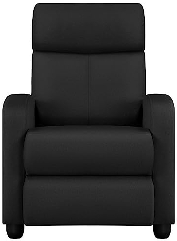 Yaheetech Relaxsessel Fernsehsessel Einzelsofa Ruhesessel mit Verstellbarer Beinablage Liegesessel aus Leinenstoff Schwarz