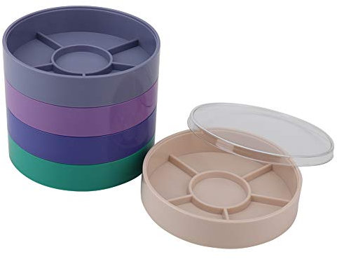 Mouvement de Montre Cache-poussière 5 Couches En Plastique Horlogers Outils de Réparation Boîte de Rangement Pour Montres Sangle Vis Composant Pièces de Quincaillerie Outils Horlogerie(Round)