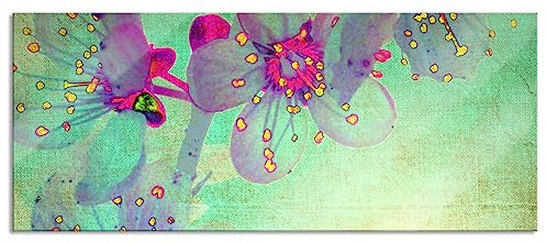 Pixxprint Glasbild Panorama, Wandbild aus Echtglas, Durchsichtige Lila Blätter, 100x40 cm, inkl. Aufhängung und Abstandshalter