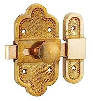 THIRARD - Verrou De Meuble Louis XVI - Laiton Patiné - Platine Gâche - Pêne Plat Coulissant - Système De Fermeture Simple - 40 x 80 mm - Jaune/Doré