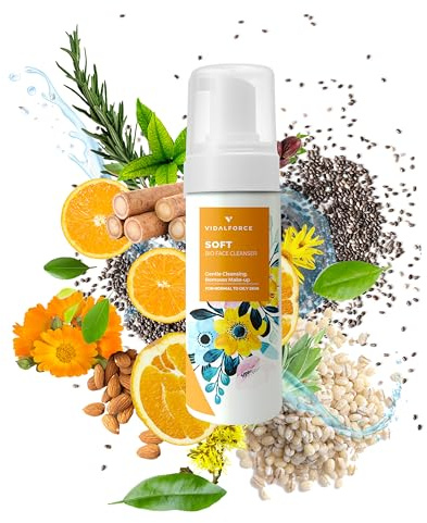 Soft Espuma Limpiadora Facial Bio I Limpiador Facial Piel Grasa o Mixta I con 17 Activos Naturales y Bio I Mousse Limpiadora Facial Pieles Sensibles I Limpiador de Piel Grasa (No Waterproof) 150ml