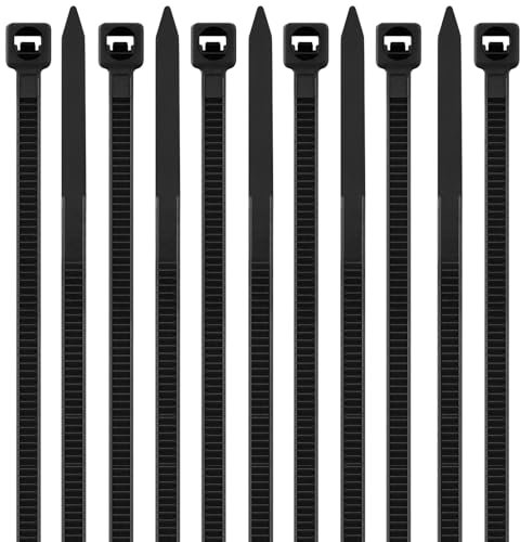 Viuxule 6 inch Cable Ties 100pcs, 3.6x150 mm Zip Ties, Industrial Nylon Tie Wraps UV-Resistant, Black Plastics Self-Locking Strength with 18 kg for Gardening, Home, Office, Workshop, Indoor, Outdoor