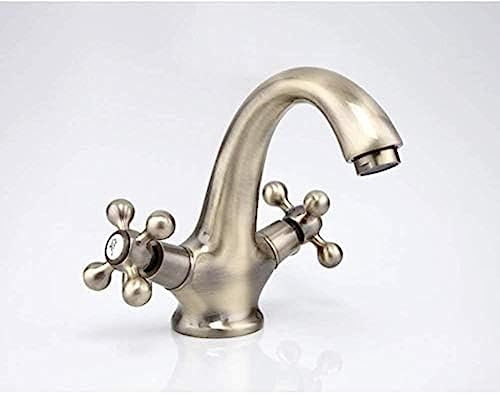 Küchenarmaturen, Küchenarmatur, Küchenarmatur, antiker Retro-Stil, Badezimmer-Wasserhahn, Bronze gebürstetes Waschbecken, Warm- und Kaltwasserhahn, Doppelwaschbecken-Waschtischmischer, Doppelgriff ,Sp
