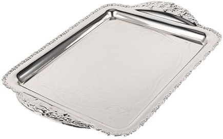 KESOTO Bandeja para Servir, Plato Rectangular, Bandeja para Servir, Plato de Postre para Bodas, cocinas y restaurantes, Plata, Grande