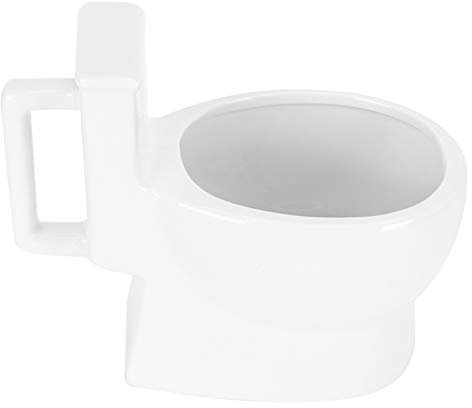 Tbest Divertenti Tazze SD Tazza da caffè per WC, Altri Articoli per la Casa ‑ Tazza da Toilette in Ceramica da 400 Ml Tazza da caffè Divertente con Manico per Frie