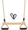 Wooden Trapeze Swing Bar with Gym Rings for Children's Swing Set Indoor Outdoor Garden,Yard,Playground （Black）